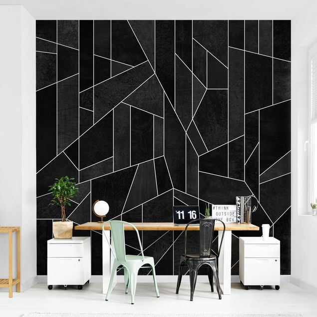 Papel pintado moderno Black And White Geometric Watercolour