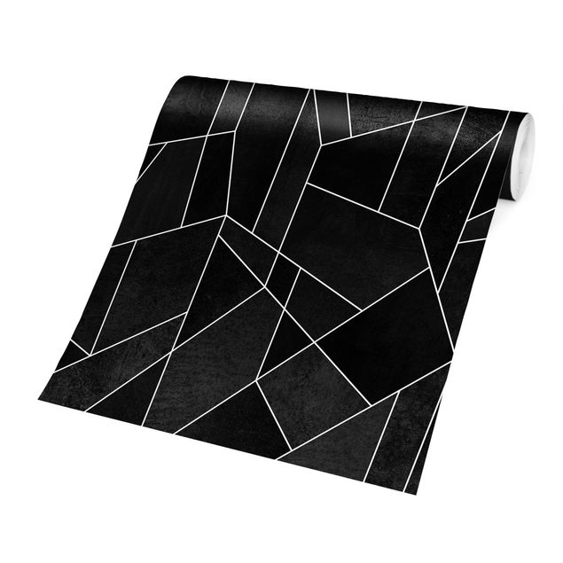 Papel pintado negro Black And White Geometric Watercolour