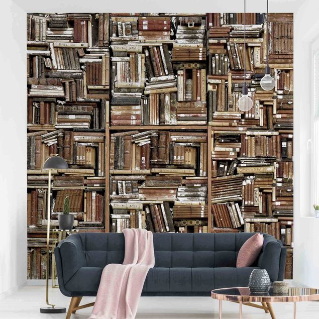 Papel pared 3d Shabby Wall Of Books