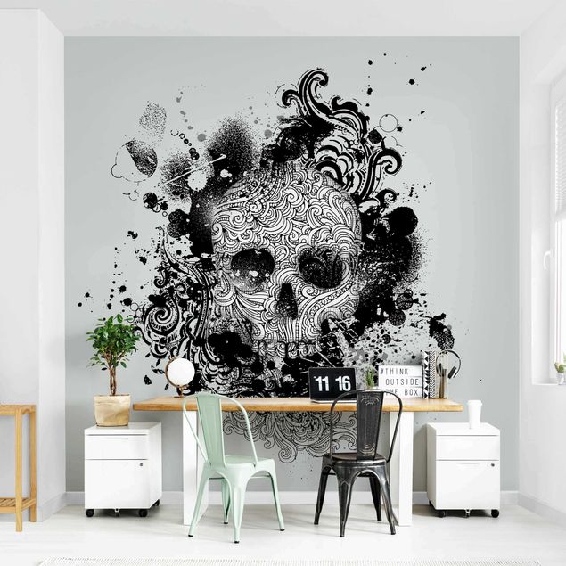 Papel pintado blanco Skull