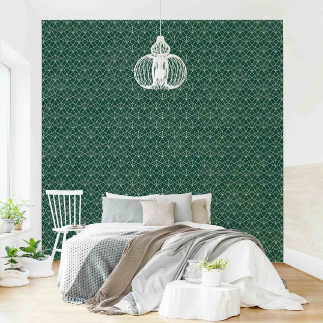 Papel pintado geométrico Emerald Art Deco Line Pattern