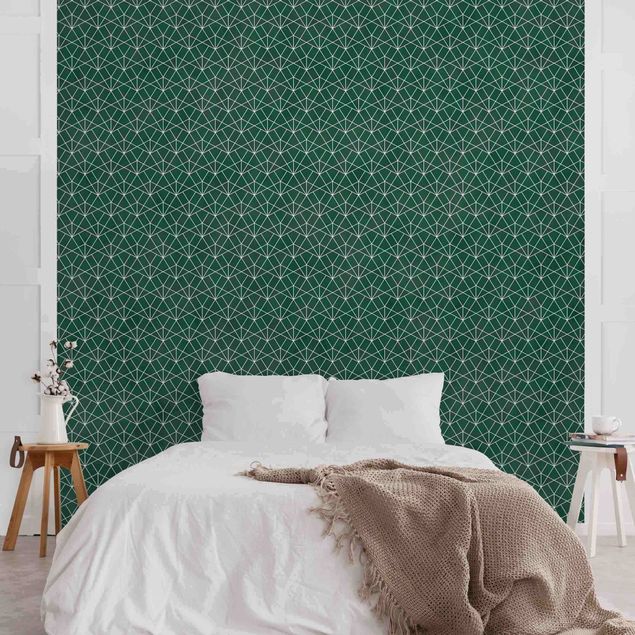 Papel pintado moderno Emerald Art Deco Line Pattern