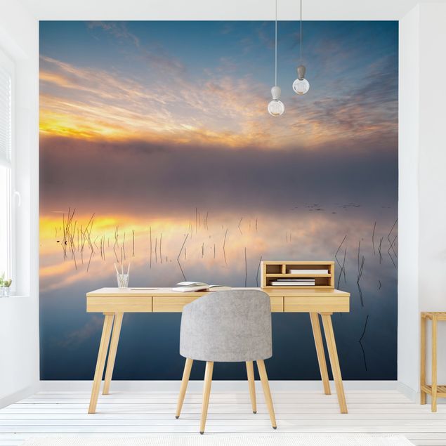 Papel pintado salón moderno Sunrise Swedish Lake