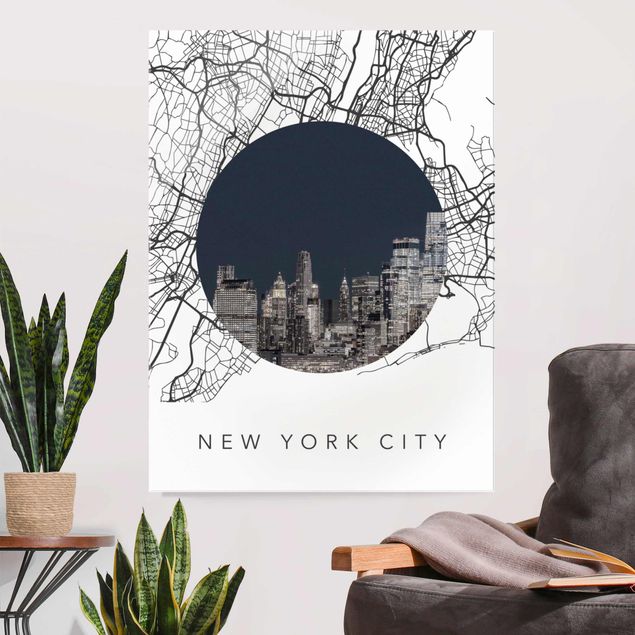 Cuadros de cristal Nueva York Map Collage New York City