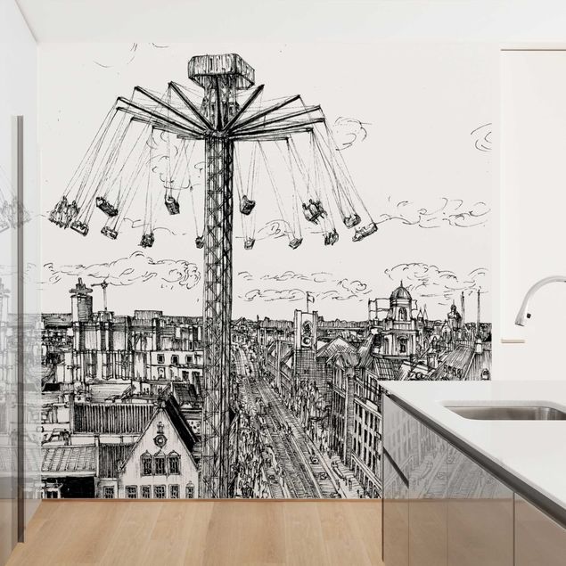 Papeles pintados blanco y negro City Study - Whirligig