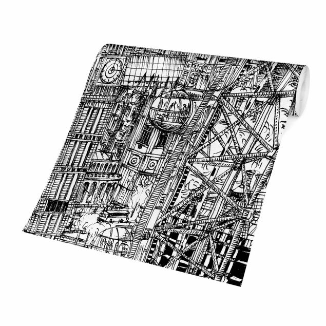 Papel pintado blanco y negro City Study - London Eye
