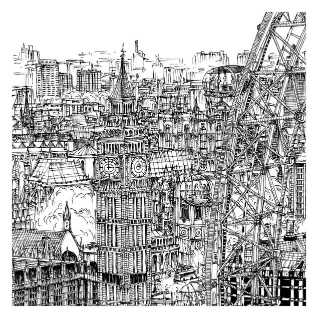 Papel pintado blanco City Study - London Eye