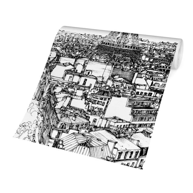 Papel pintado en blanco y negro City Study - Paris