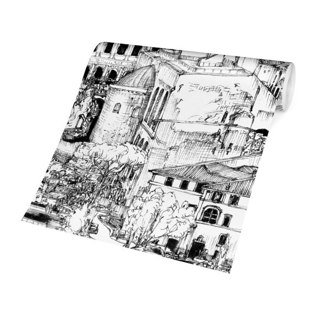 Papel blanco pared City Study - Rome