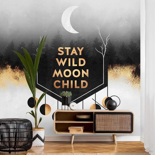 Papel pintado plateado Stay Wild Moon Child