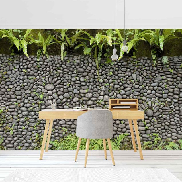 Papel 3d para pared Stone Wall With Plants
