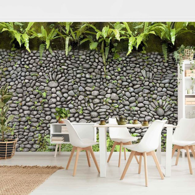 Papel pintado con patrones Stone Wall With Plants