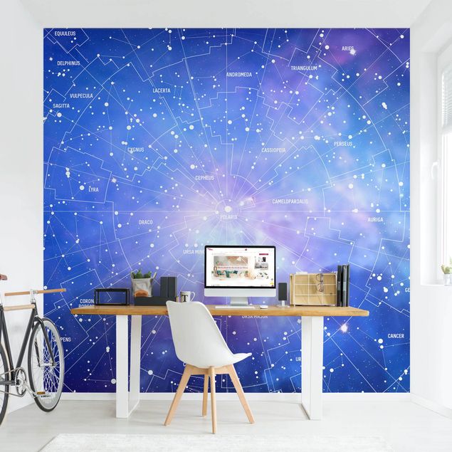 Papel pintado salón moderno Stelar Constellation Star Chart