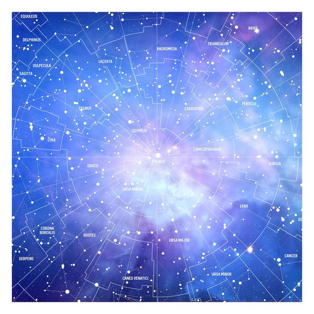 Papel pared azul Stelar Constellation Star Chart