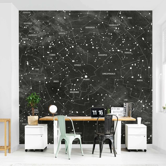 Papel pintado con patrones Map Of Constellations Blackboard Look