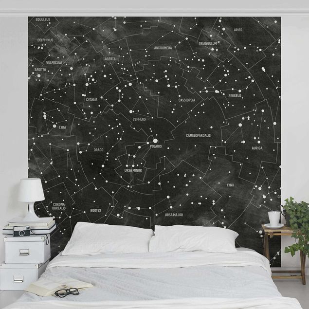 Papeles pintados modernos Map Of Constellations Blackboard Look