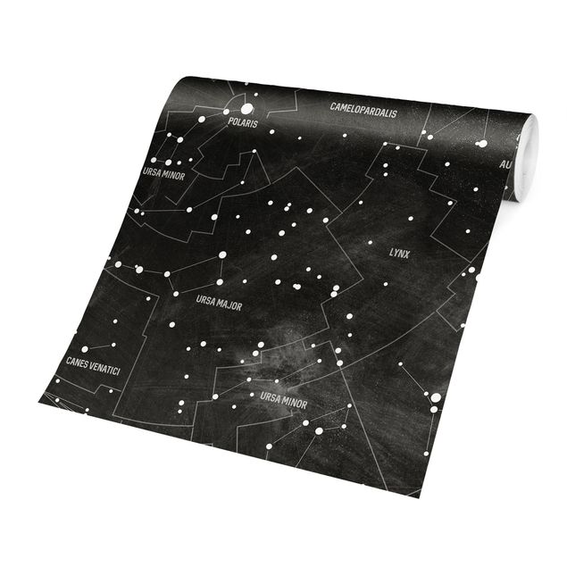 Papel pintado en blanco y negro Map Of Constellations Blackboard Look