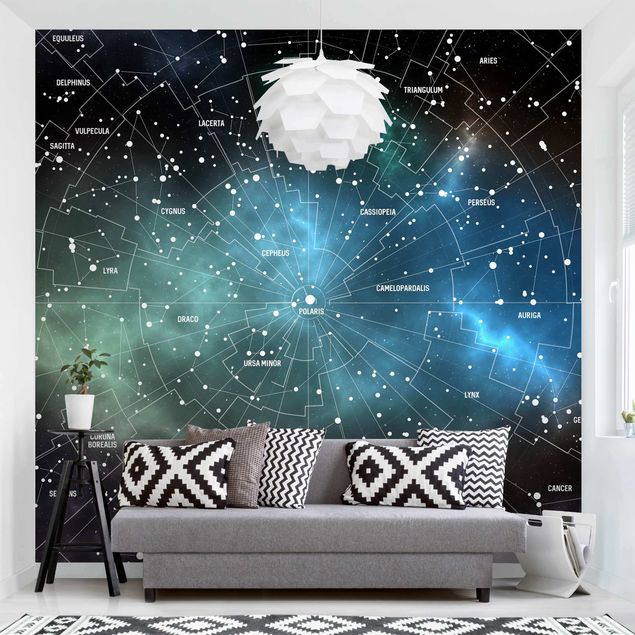 Papel pintado con patrones Stellar Constellation Map Galactic Nebula