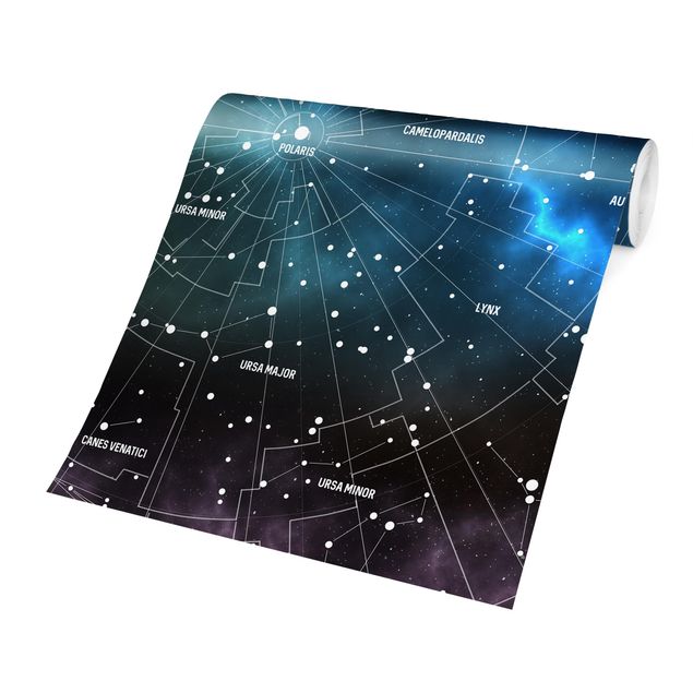 Papel pared mapamundi Stellar Constellation Map Galactic Nebula