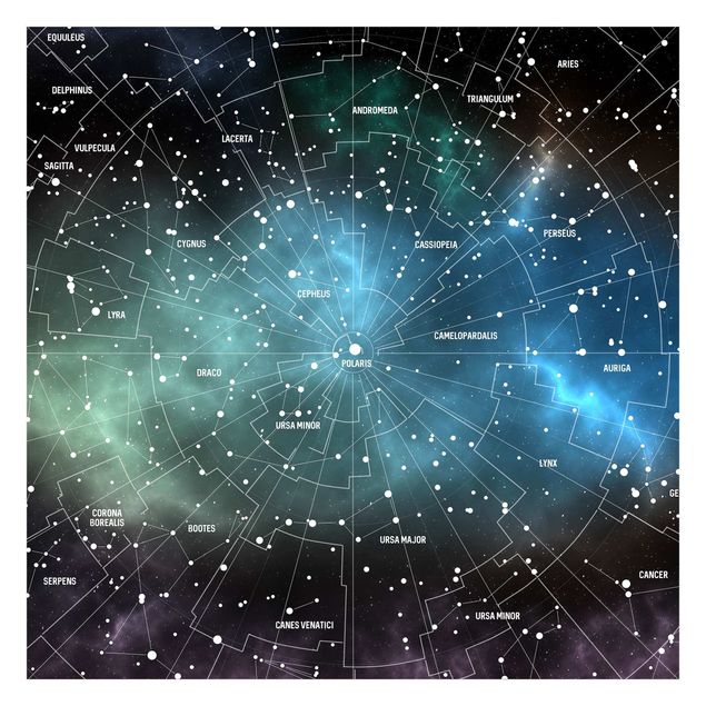 Papel pintado negro Stellar Constellation Map Galactic Nebula