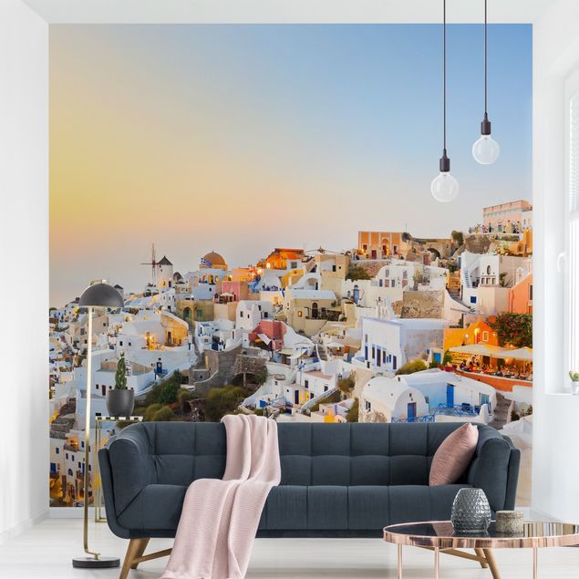 Papel pintado ciudad Bright Santorini