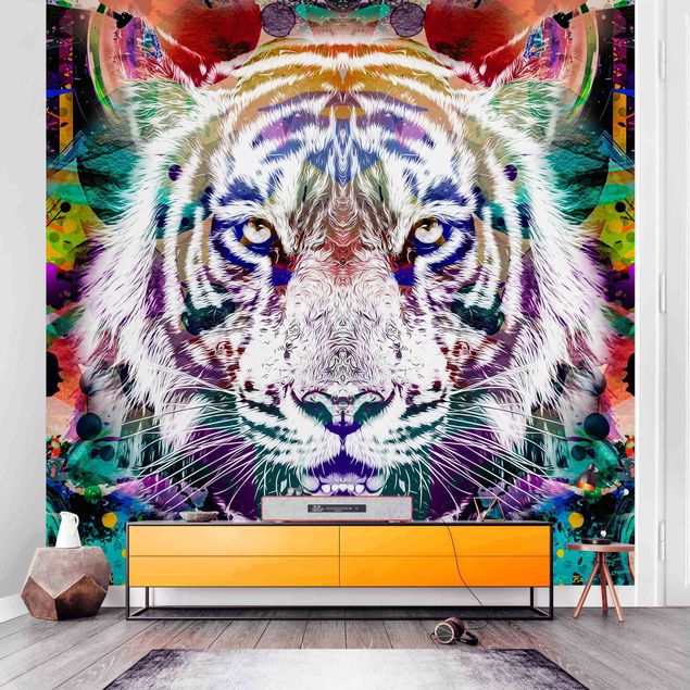 Papel pintado gatos Street Art Tiger