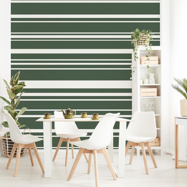 Papel pintado con patrones Stripes On Green Backdrop