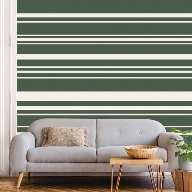 Papel pintado moderno Stripes On Green Backdrop