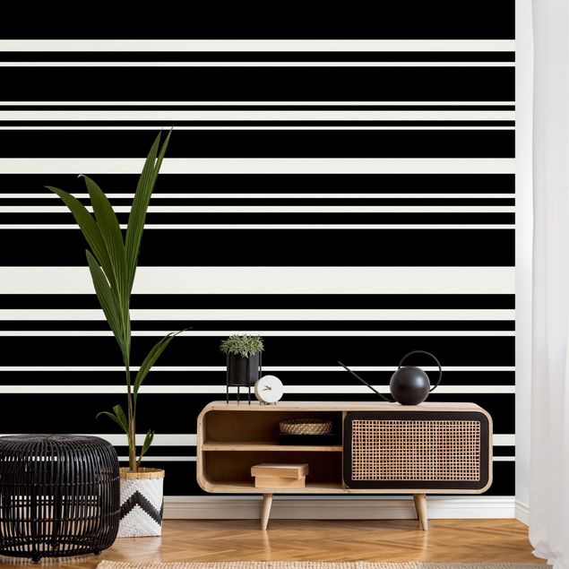Papel pintado a rayas Stripes On Black Backdrop