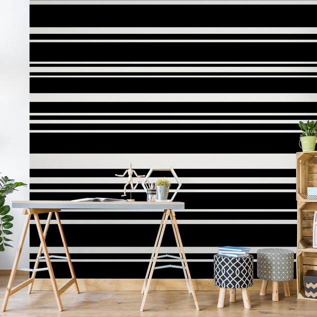 Papel pintado con patrones Stripes On Black Backdrop