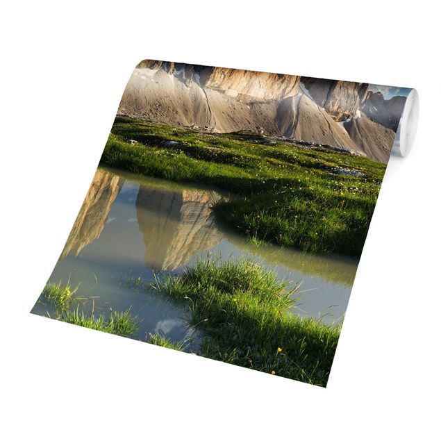 Papel pared paisaje South Tyrolean Zinnen And Water Reflection