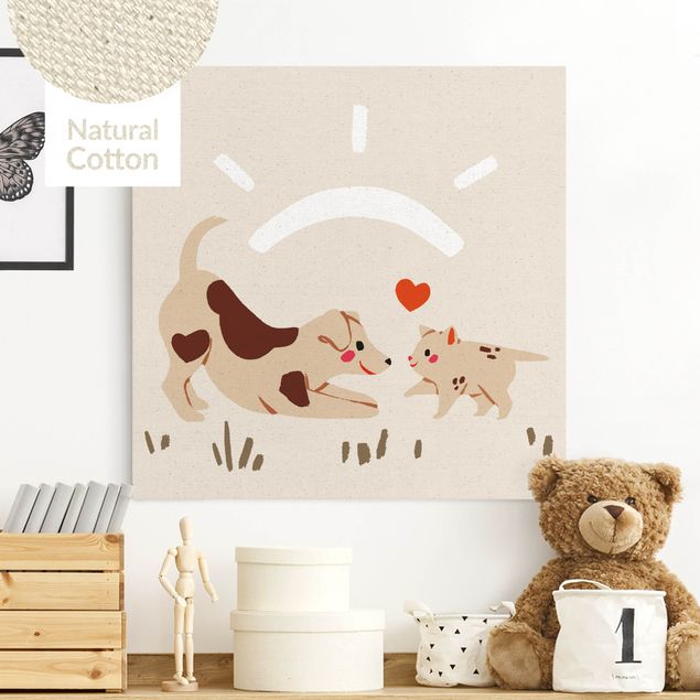 Decoración habitación infantil Cute Animal Illustration - Cat And Dog