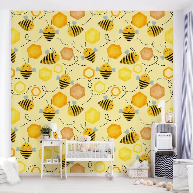 Decoración habitación infantil Sweet Honey With Bees Illustration