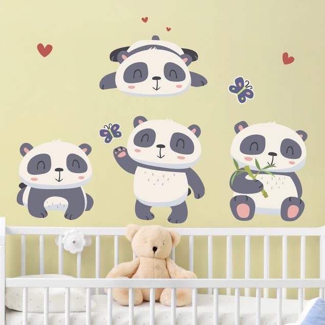 Vinilos de pared pandas Sweet pandaic set