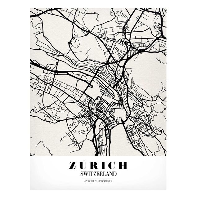 Tableros magnéticos mapamundi Zurich City Map - Classic