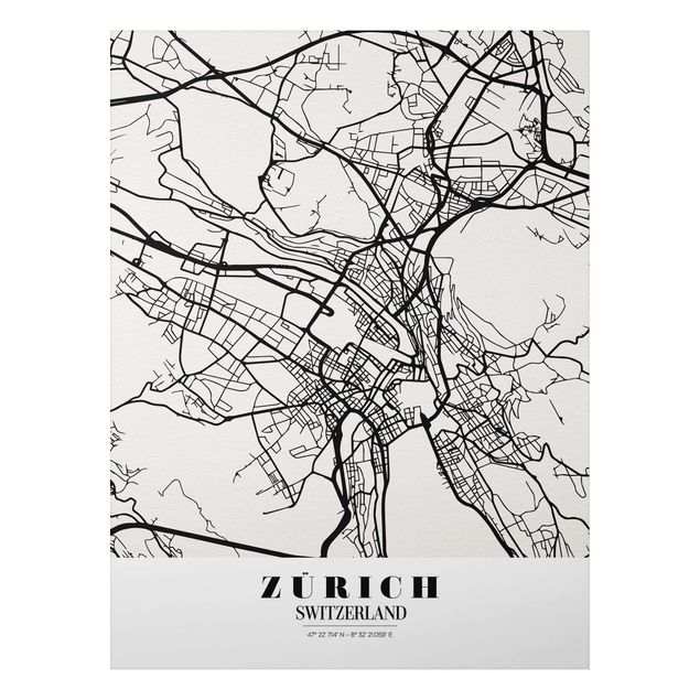 Cuadros mapamundi Zurich City Map - Classic