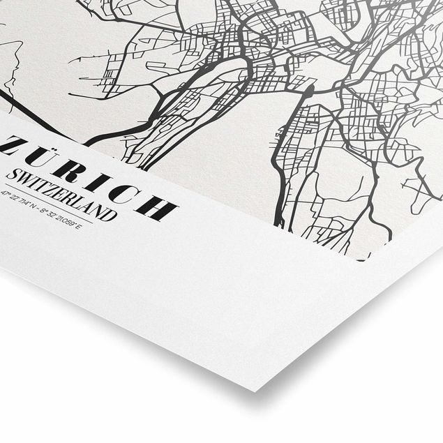 Cuadros modernos Zurich City Map - Classic