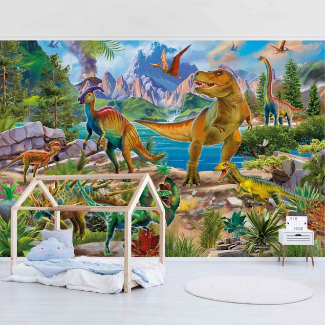 Papel pared animales T-Rex And Parasaurolophus