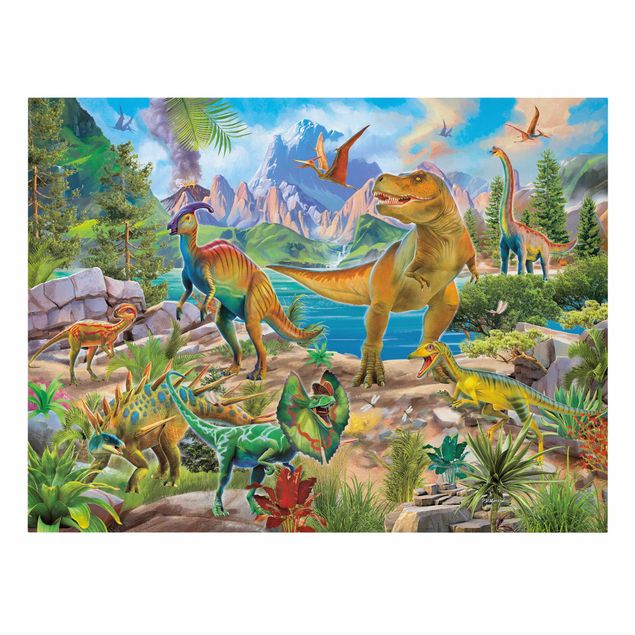 Cuadros multicolores T-Rex And Parasaurolophus