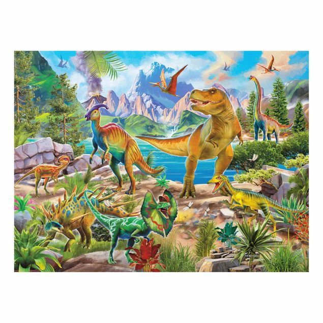 Cuadros multicolores T-Rex And Parasaurolophus