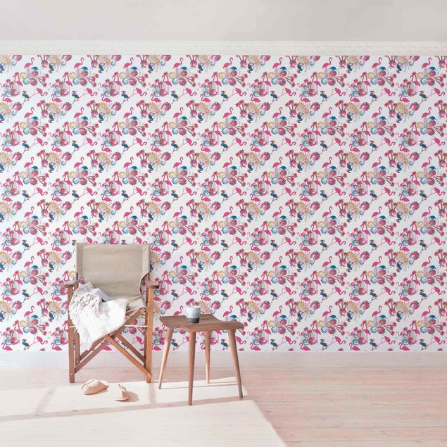 Papel pintado salón moderno Dance Of The Flamingos