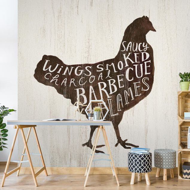 Papel pintado marrón Farm BBQ - Chicken