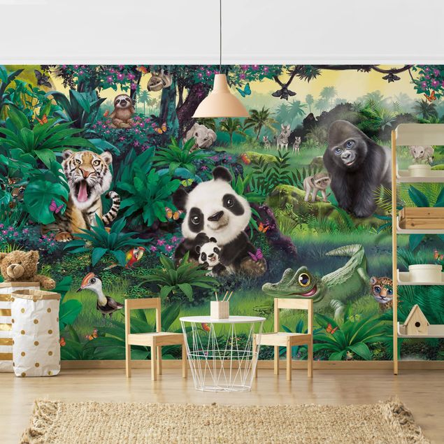Papel pintado tigres Animal Club International - Jungle With Animals