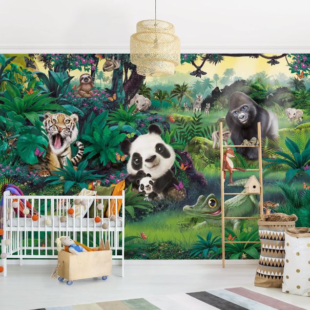 Papel pintado elefantes Animal Club International - Jungle With Animals