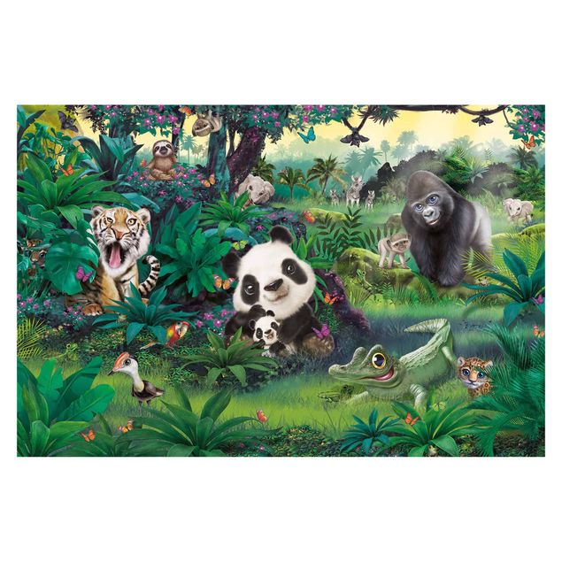 Papel pintado tonos verdes Animal Club International - Jungle With Animals