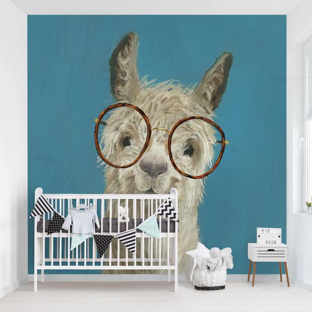 Papel pared animales Lama With Glasses I