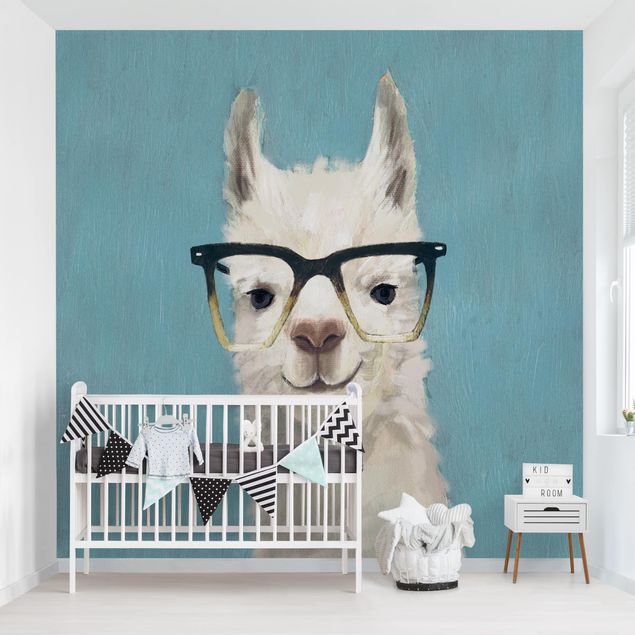 Papel pintado infantil animales Lama With Glasses IV