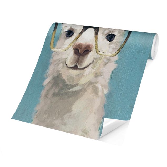 Papel pared azul Lama With Glasses IV
