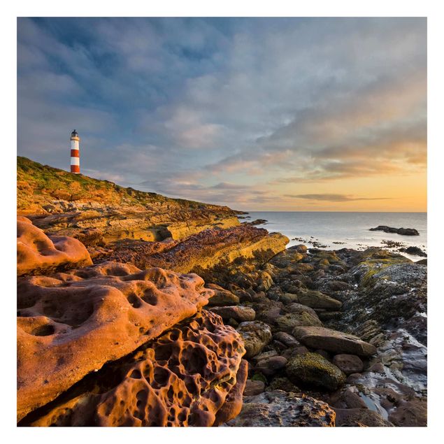 Papel pintado paisajes naturales Tarbat Ness Lighthouse And Sunset At The Ocean