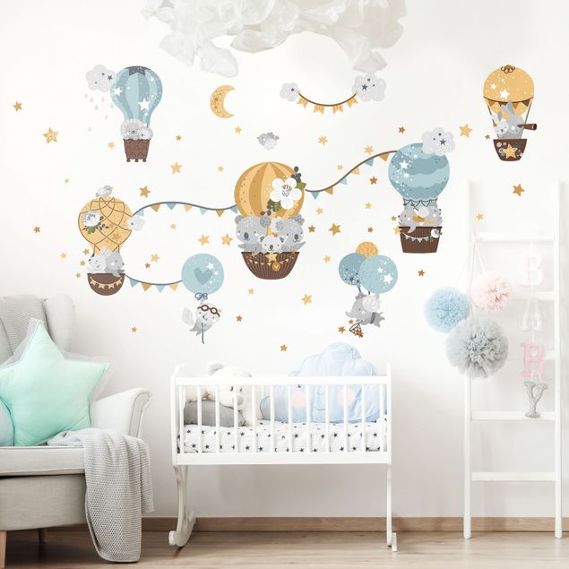 Vinilos animales Animals in Balloons Clouds Star Set